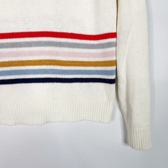 1901 Girls XLarge XL 14-16 Cream Striped Chest Statement Pullover Sweater Multi - Picture 4 of 9